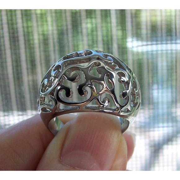 STAINLESS STEEL Open Work Design Dome Ring - Picture 7 of 14